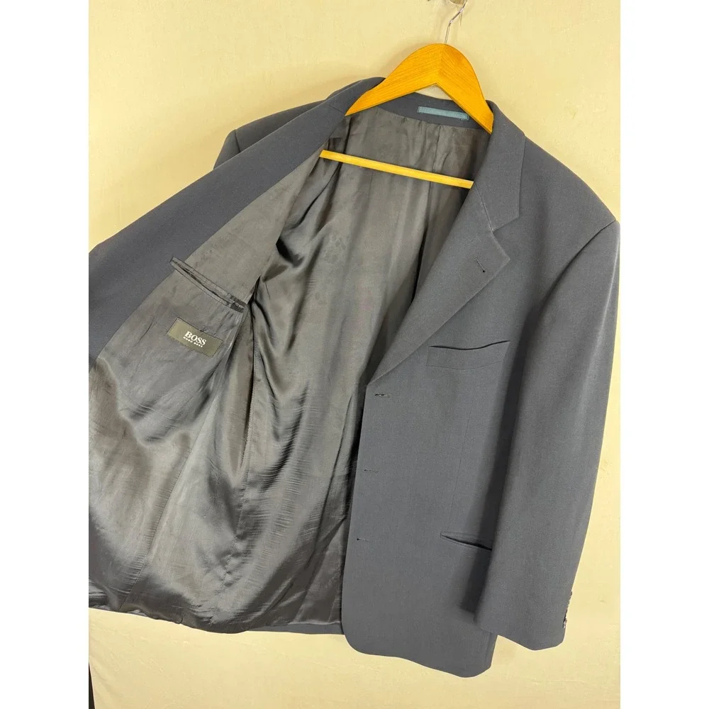 Hugo Boss Mens Navy Blue Virgin Wool Stretch 3 Button Suit Set Size 40R 32x31